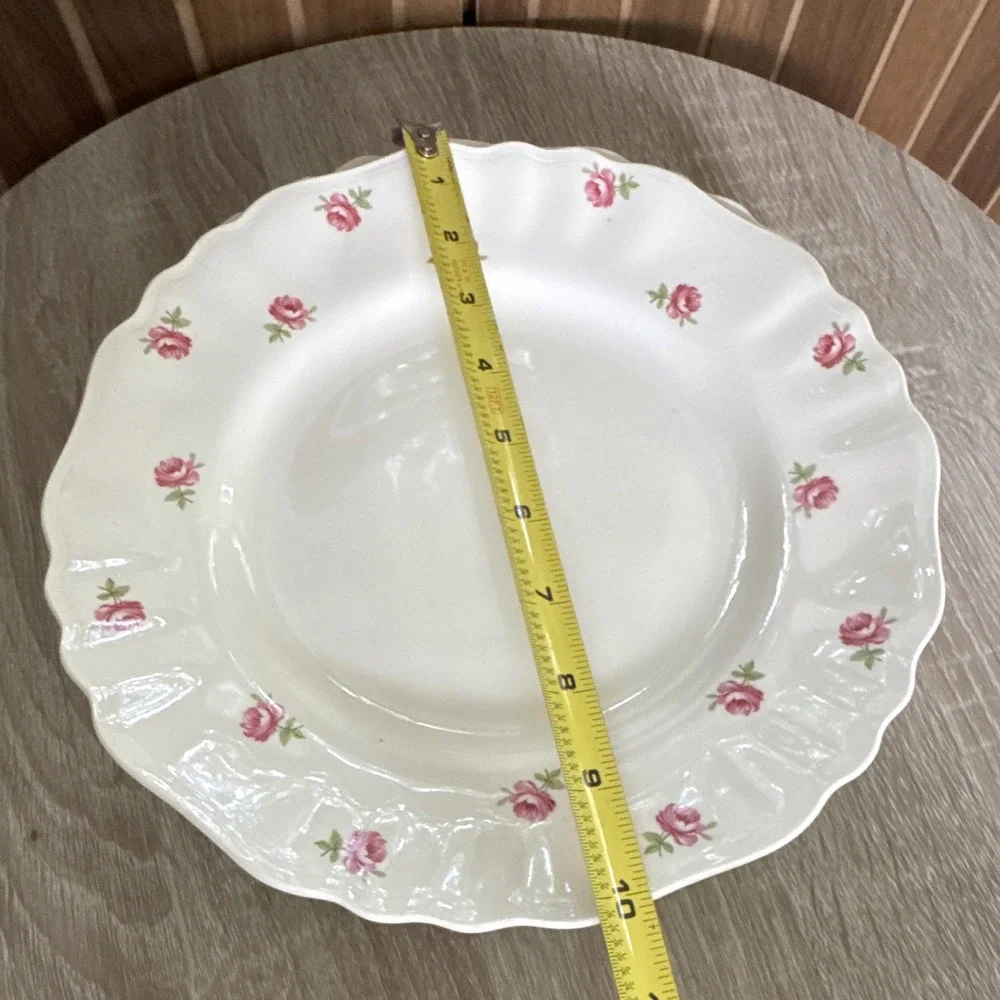 J&G Meakin England SOL 394413 White Floral Pink Rose Round Plate 10